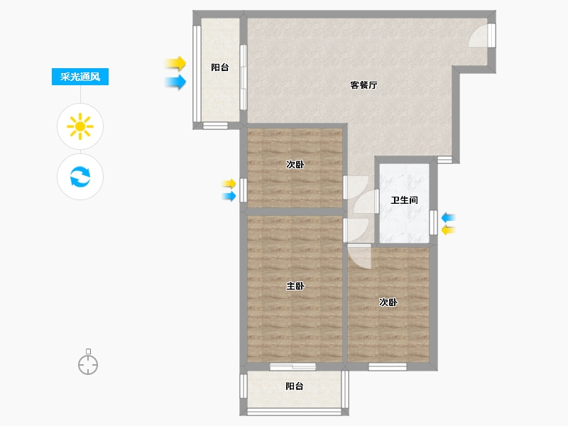 北京-北京市-万泉寺-90.15-户型库-采光通风