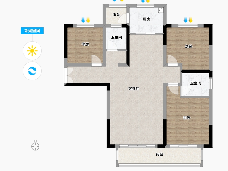 河南省-周口市-清华园-93.60-户型库-采光通风