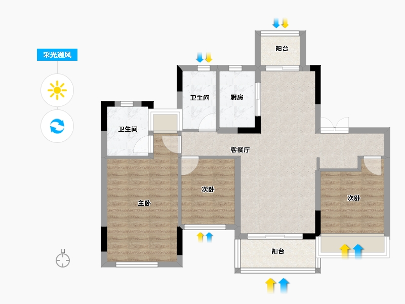 广东省-广州市-招商雍景湾-81.88-户型库-采光通风