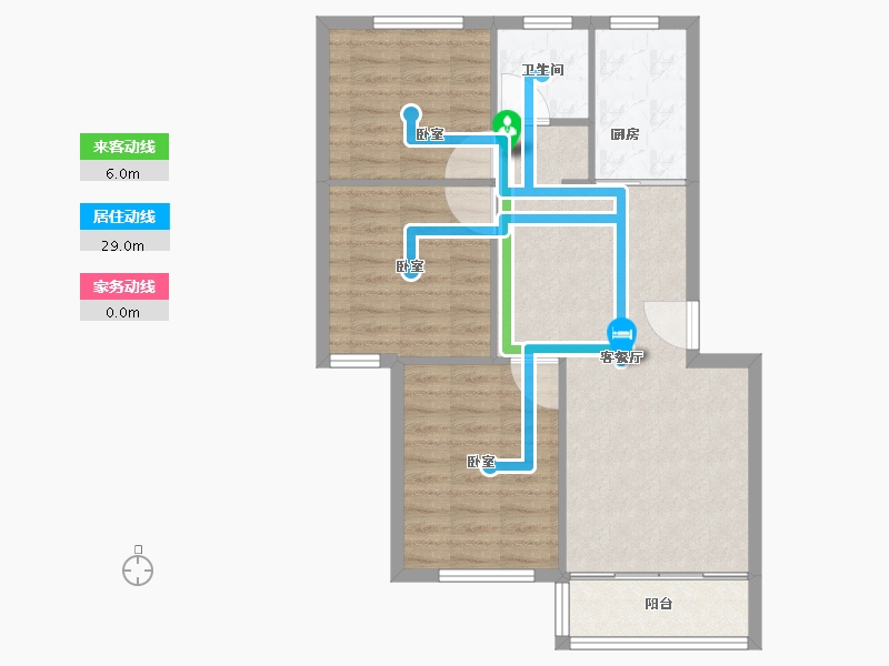 浙江省-宁波市-梅江北苑-72.00-户型库-动静线