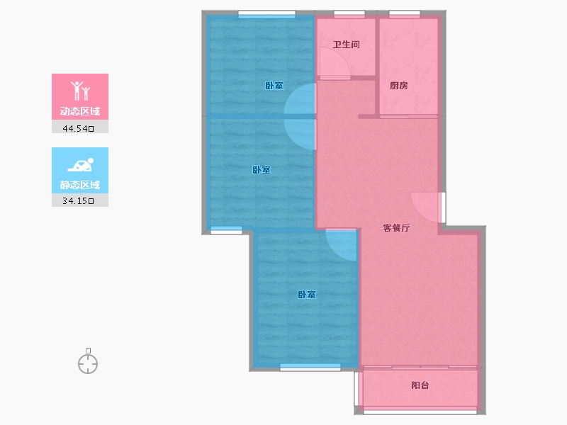 浙江省-宁波市-梅江北苑-72.00-户型库-动静分区