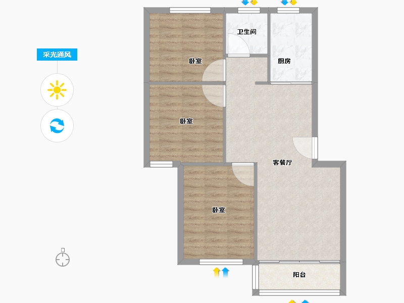 浙江省-宁波市-梅江北苑-72.00-户型库-采光通风