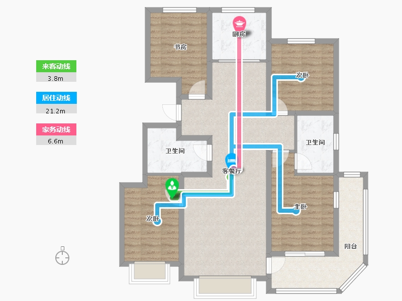 山西省-晋中市-朝阳一号小区-124.75-户型库-动静线