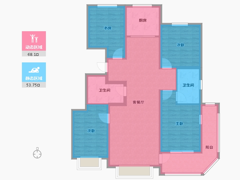 山西省-晋中市-朝阳一号小区-124.75-户型库-动静分区