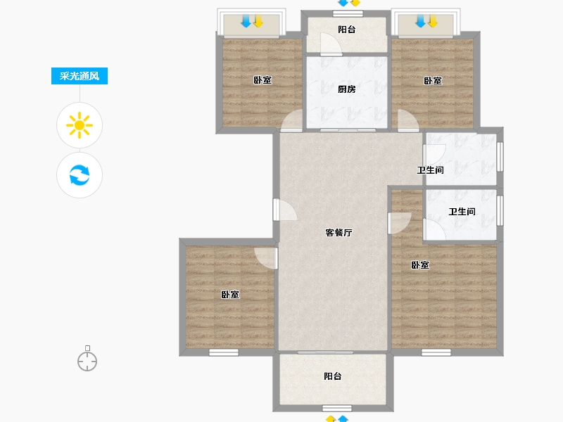 安徽省-马鞍山市-中丞国宾府-110.87-户型库-采光通风