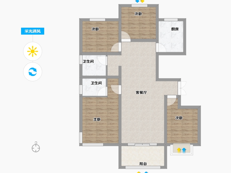 山东省-临沂市-房源印象雅园-102.99-户型库-采光通风