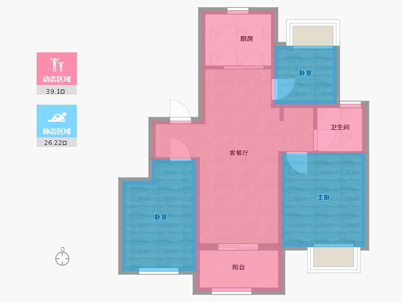 上海-上海市-招商虹桥公馆-65.65-户型库-动静分区