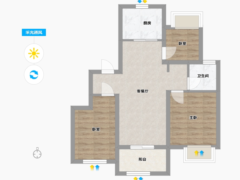 上海-上海市-招商虹桥公馆-65.65-户型库-采光通风