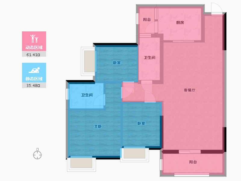 广东省-广州市-新世界凯粤湾-86.40-户型库-动静分区