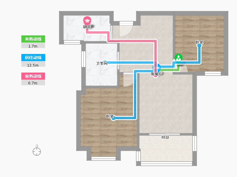 浙江省-宁波市-庐山花园-57.62-户型库-动静线