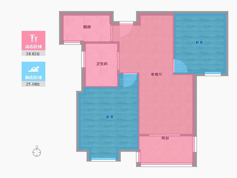 浙江省-宁波市-庐山花园-57.62-户型库-动静分区