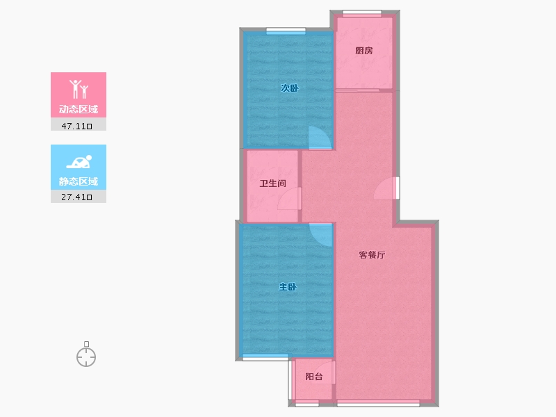 辽宁省-大连市-城建花木小区-67.94-户型库-动静分区