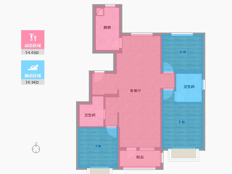 河北省-廊坊市-孔雀城宜园-87.20-户型库-动静分区