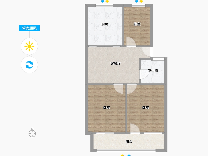 浙江省-宁波市-天安小区-64.68-户型库-采光通风