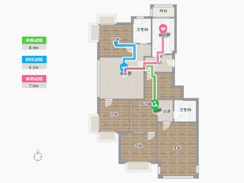 浙江省-杭州市-缤纷小区-120.00-户型库-动静线