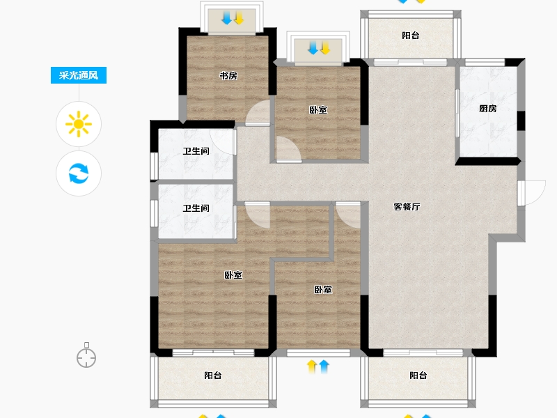 广西壮族自治区-南宁市-光明城市-105.87-户型库-采光通风