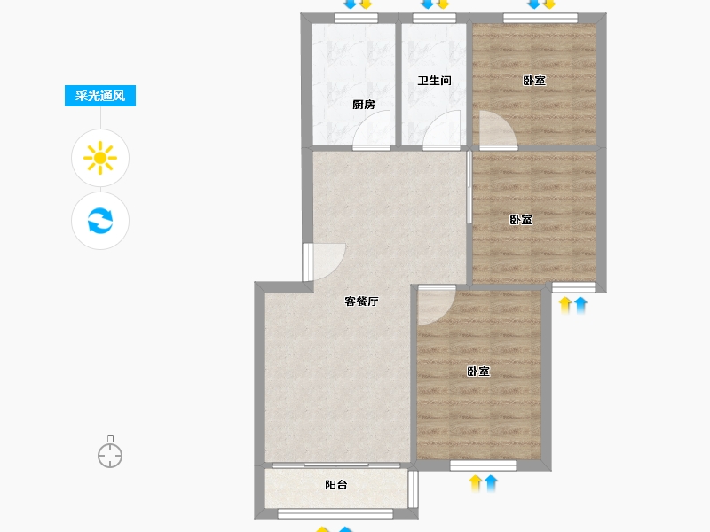 浙江省-宁波市-梅江北苑-71.20-户型库-采光通风