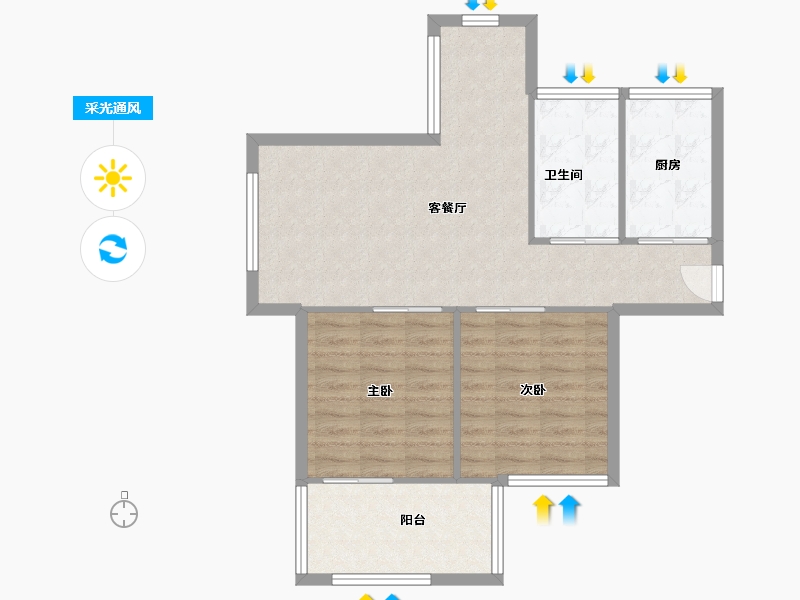 浙江省-绍兴市-永成天卸湾-72.32-户型库-采光通风