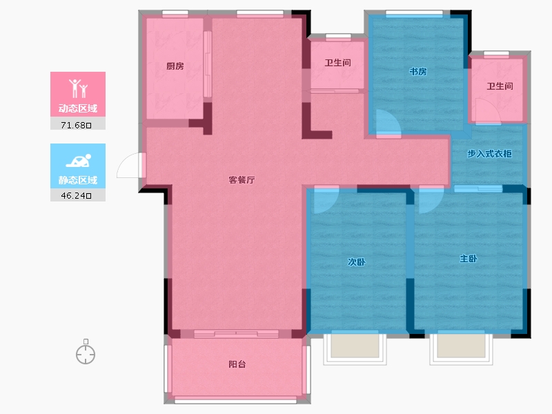 河南省-许昌市-碧湖云天-105.29-户型库-动静分区