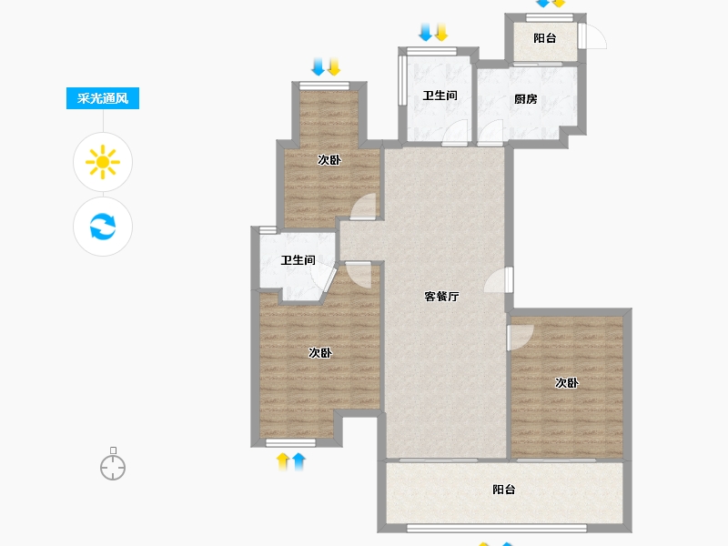 浙江省-绍兴市-永成天卸湾-110.52-户型库-采光通风