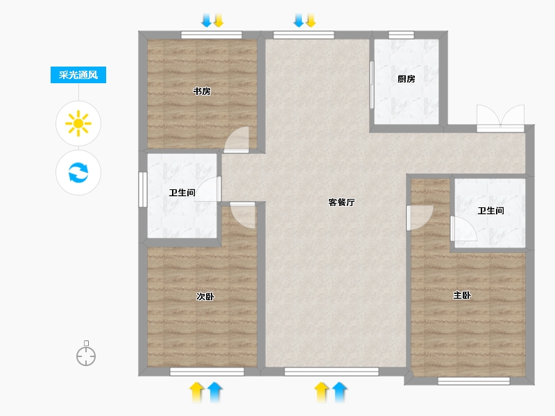 黑龙江省-牡丹江市-汇龙外滩-100.00-户型库-采光通风