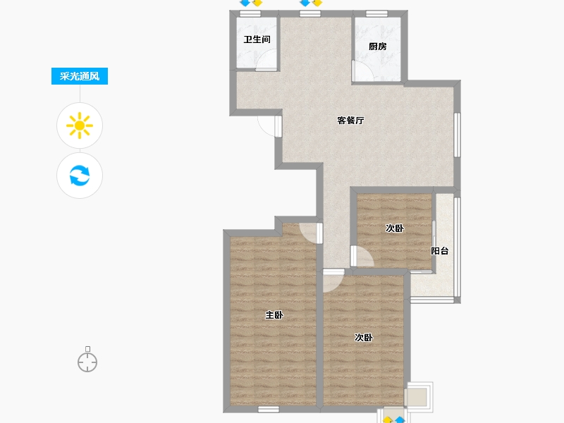 浙江省-杭州市-昆仑红苹果-91.56-户型库-采光通风