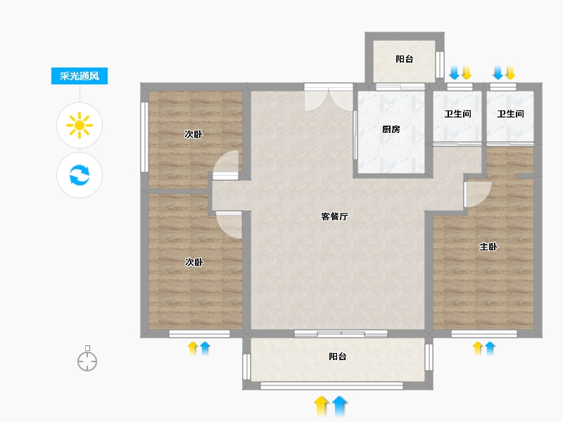 广东省-深圳市-万科臻山海-85.00-户型库-采光通风