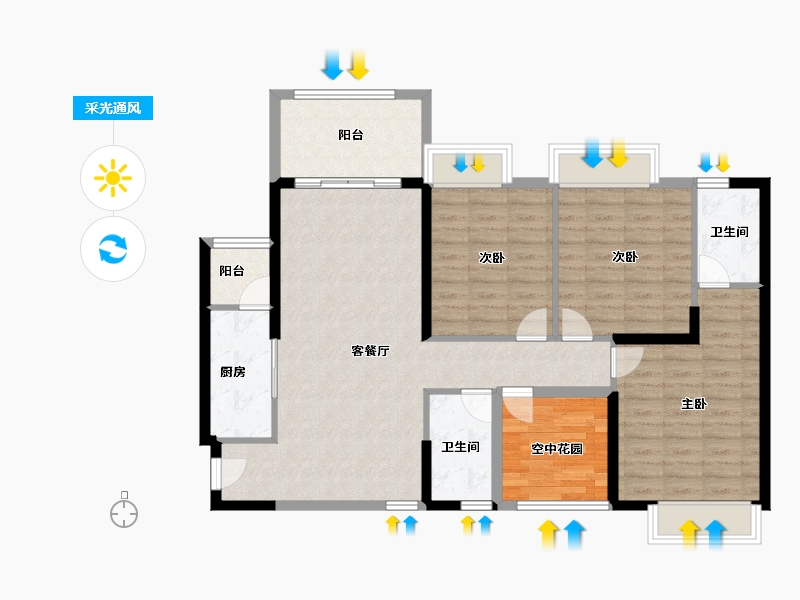 广西壮族自治区-南宁市-天湖御林湾-103.00-户型库-采光通风