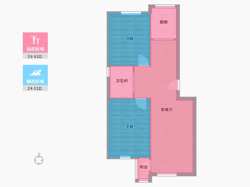 辽宁省-大连市-城建花木小区-57.97-户型库-动静分区