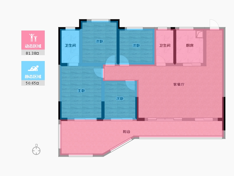 云南省-红河哈尼族彝族自治州-阳光壹号院-111.06-户型库-动静分区