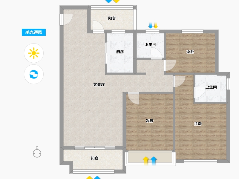 山东省-济宁市-济宁高新区国际人才社区才子嘉苑-101.60-户型库-采光通风