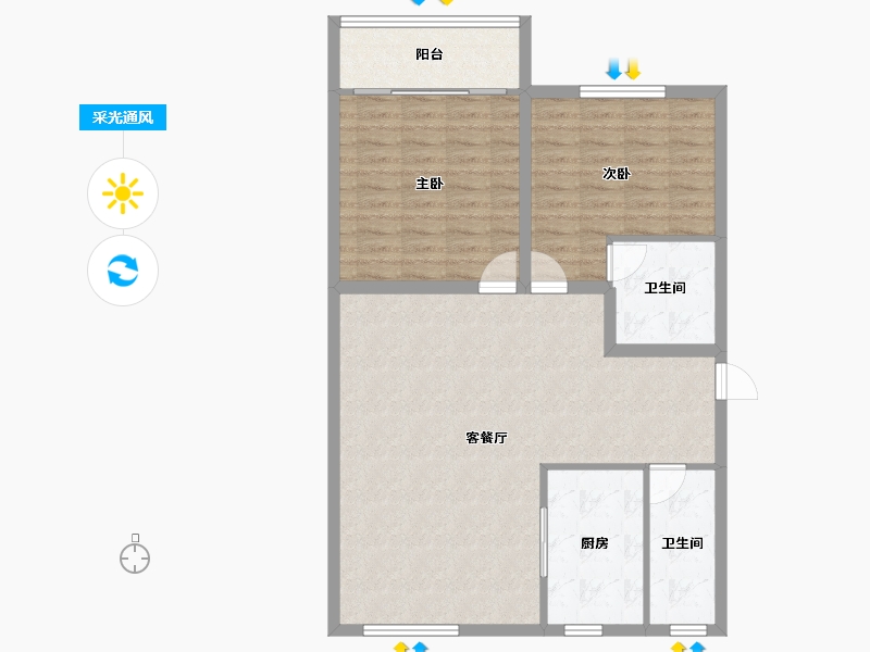 浙江省-杭州市-盛世嘉园(公寓住宅)-93.00-户型库-采光通风