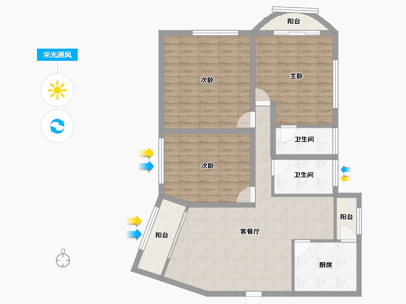 广东省-深圳市-福保桂花苑-107.58-户型库-采光通风