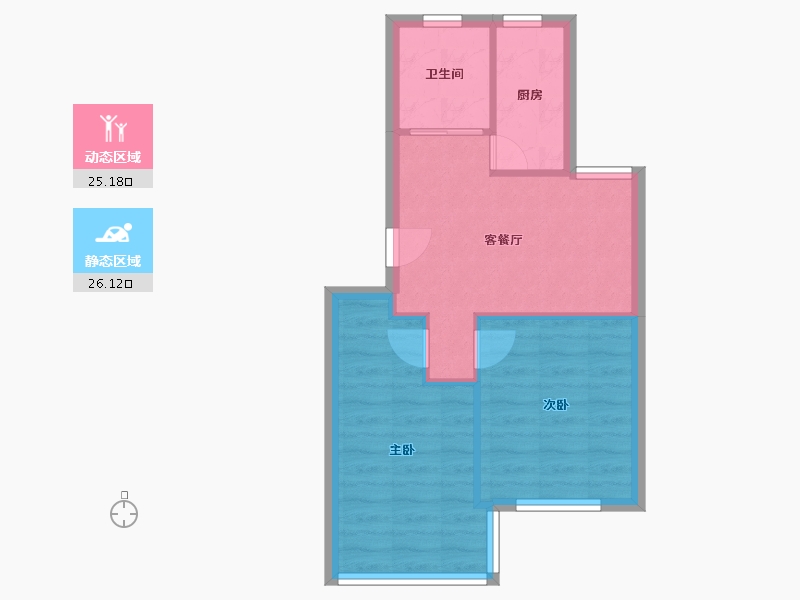 浙江省-宁波市-梅江北苑-46.00-户型库-动静分区