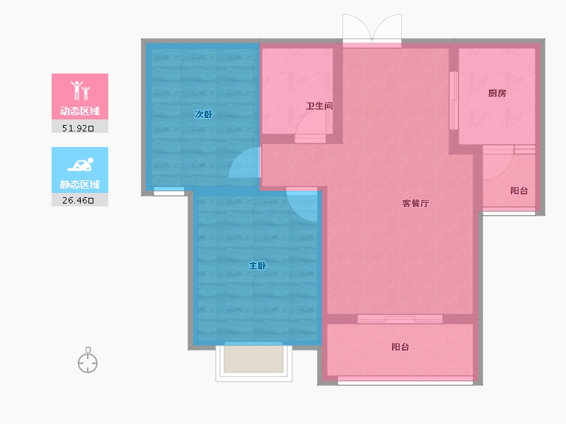 陕西省-榆林市-名慧华夏城-70.00-户型库-动静分区