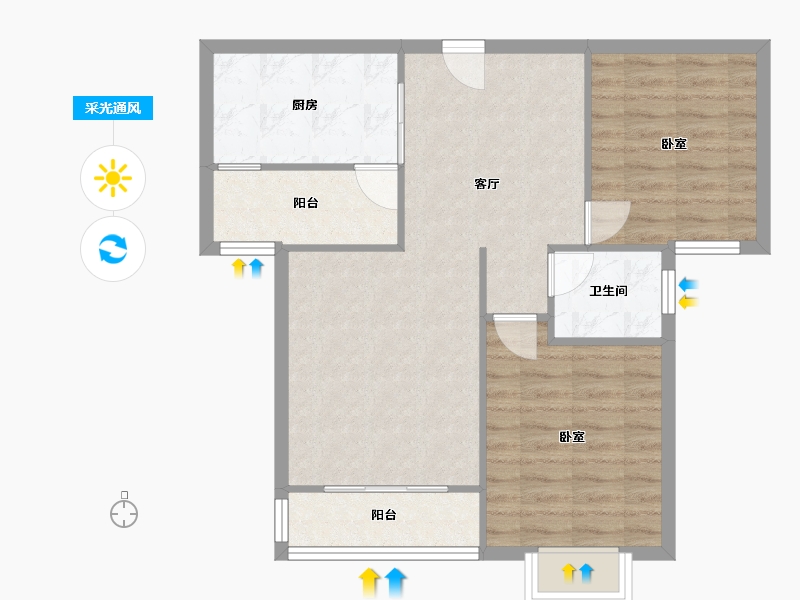 云南省-昆明市-金江区曦苑-71.22-户型库-采光通风