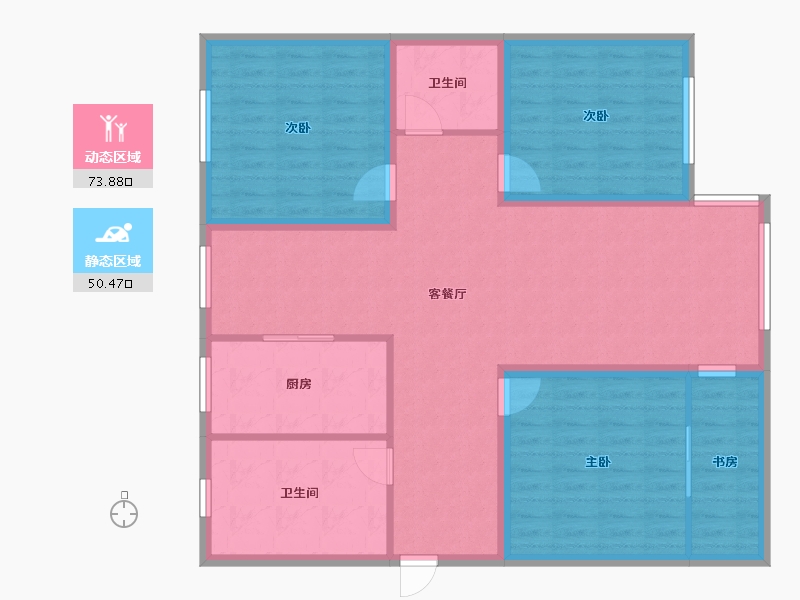 浙江省-杭州市-育才西苑-112.37-户型库-动静分区