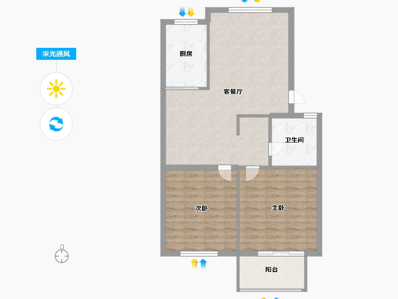 浙江省-宁波市-京华茗苑-77.00-户型库-采光通风