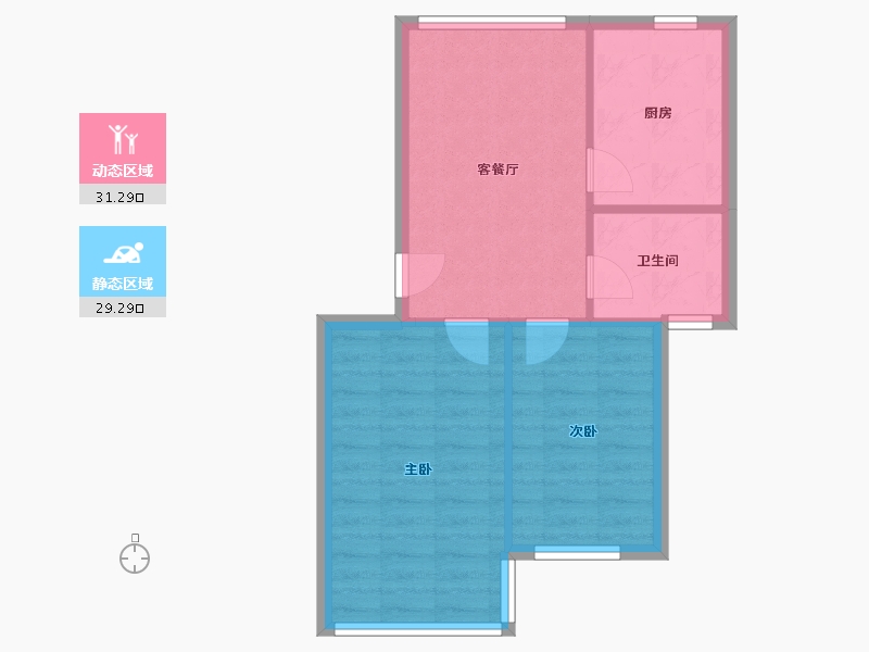 浙江省-宁波市-梅江北苑-55.00-户型库-动静分区