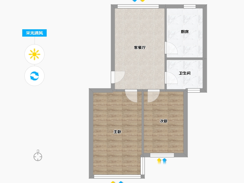 浙江省-宁波市-梅江北苑-55.00-户型库-采光通风