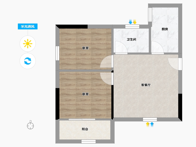 广西壮族自治区-南宁市-光明城市-48.58-户型库-采光通风