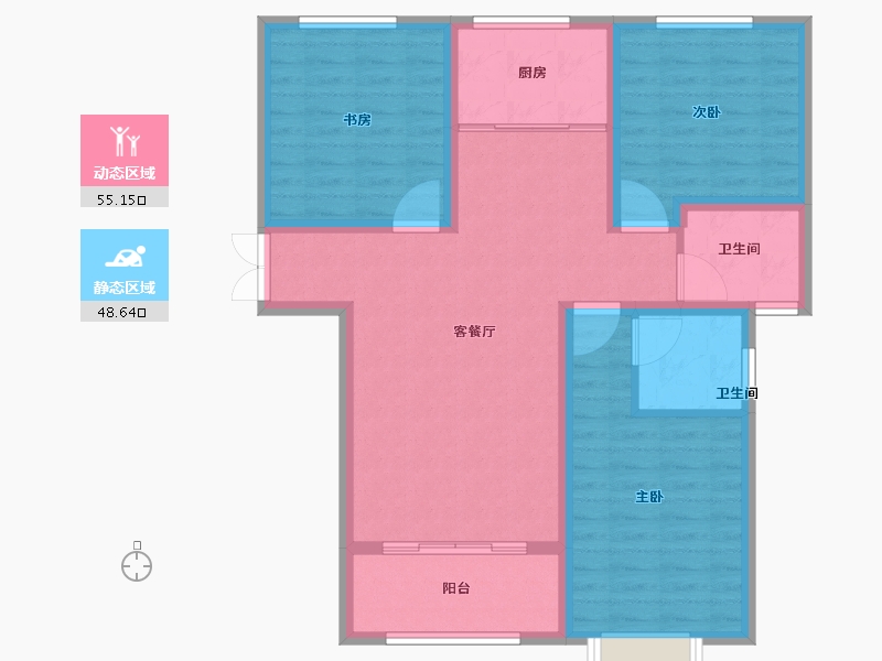 陕西省-榆林市-名慧华夏城-93.00-户型库-动静分区