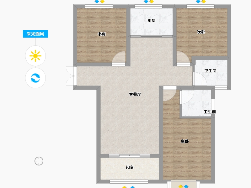 陕西省-榆林市-名慧华夏城-93.00-户型库-采光通风