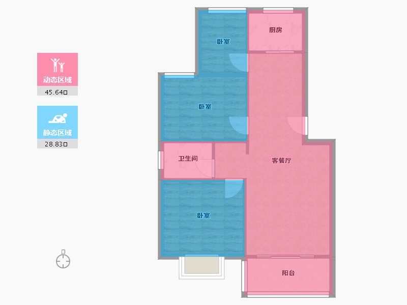 云南省-昆明市-南华区嘉华苑-67.73-户型库-动静分区