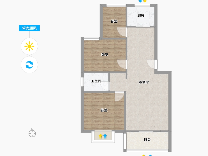 云南省-昆明市-南华区嘉华苑-67.73-户型库-采光通风