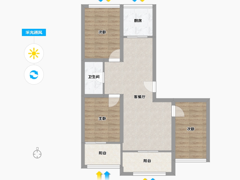 辽宁省-大连市-盛世闲庭静庭园-69.41-户型库-采光通风