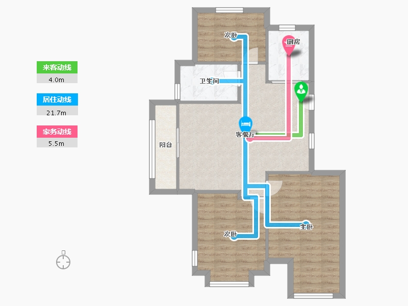 浙江省-宁波市-庐山花园-72.00-户型库-动静线