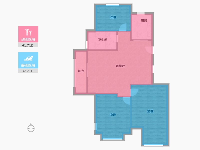 浙江省-宁波市-庐山花园-72.00-户型库-动静分区