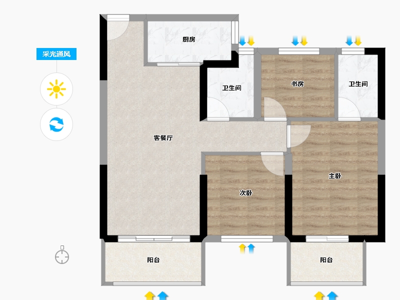 广西壮族自治区-南宁市-光明城市-71.18-户型库-采光通风