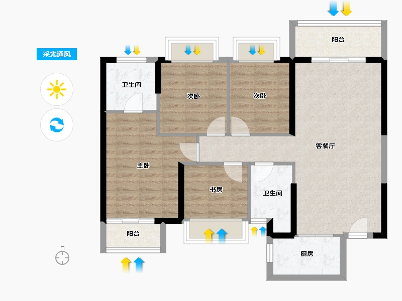 广西壮族自治区-南宁市-光明城市-87.79-户型库-采光通风